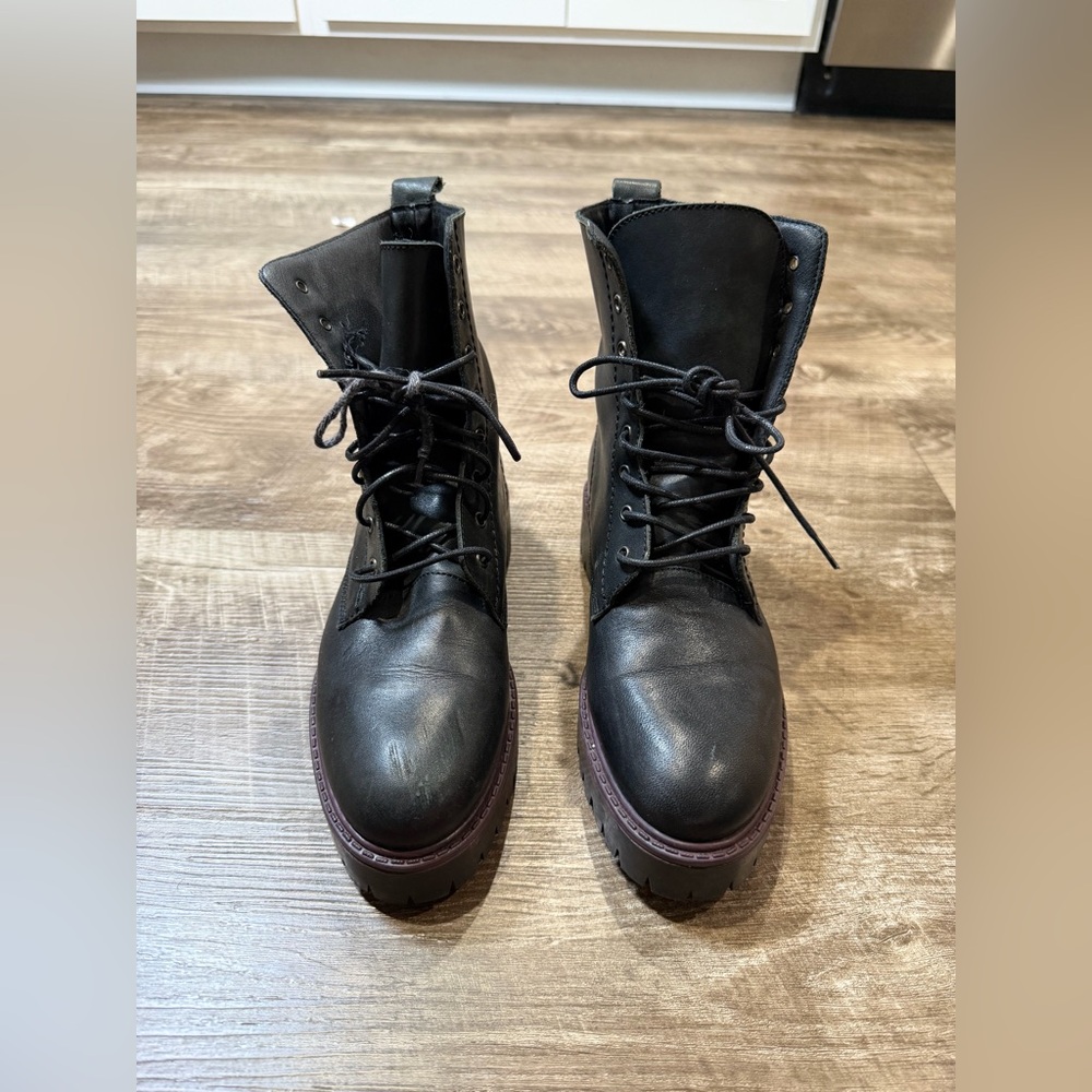 Enzo Tesoti Black Leather Combat Boots EU 37 Made in Spain